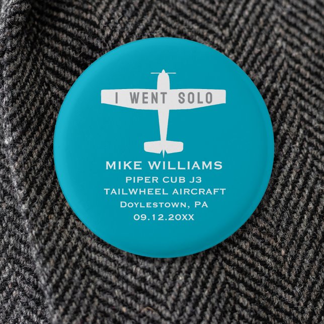 Erster Alleinflug Student Pilot Flugzeug Blau Benu Button (Von Creator hochgeladen)