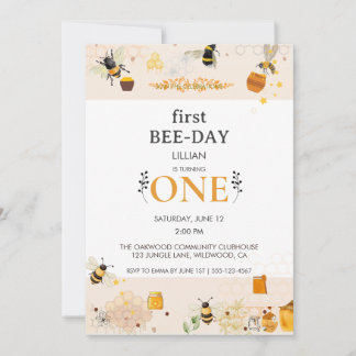 Erster Bee-Tag Erste Geburtstag Einladung