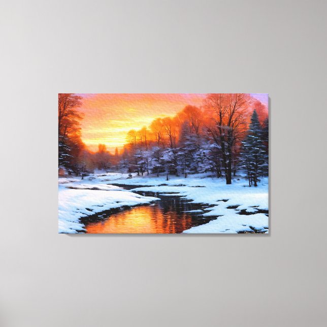 Erster Blick, Landschaft Sonnenuntergang farbenfro Leinwanddruck (Vorderseite)