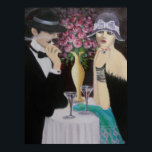 ERSTER DATUM, ART DECO POSTER<br><div class="desc">Original Acrylkunstmalerei Deko... ... ... Ein Paar auf einem ersten Datum, faszinierend und geheimnisvoll. Ein romantischer Tisch mit einer großen Vase aus Rose, niedrigen Lampen und einem Tisch, der von der überfüllten Atmosphäre abgeschnitten ist, erzählt eine Geschichte. Ein großartiges Gemälde, das ein großartiges Gesprächsstück sein kann und in Ihrer Zuhause...</div>