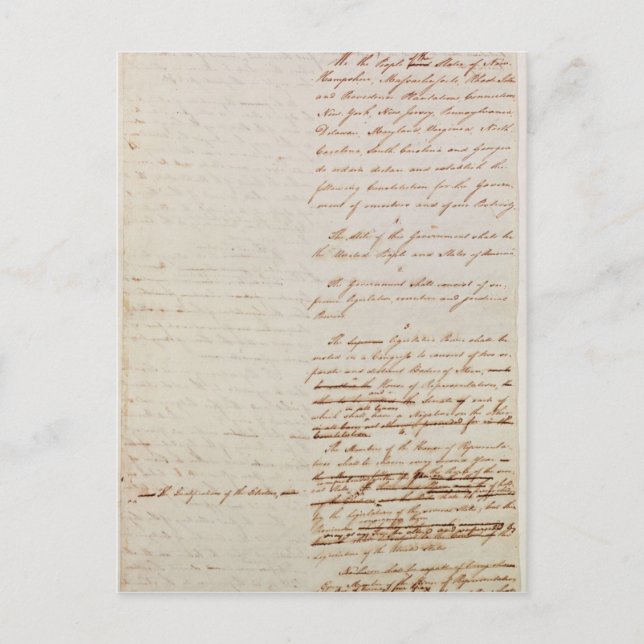 Erster Entwurf der Verfassung der USA Postkarte (Vorderseite)