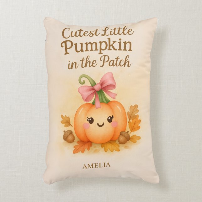 Erster Erntedank für Baby Girl mit Pumpkin Dekokissen (Vorderseite(Vertikal))