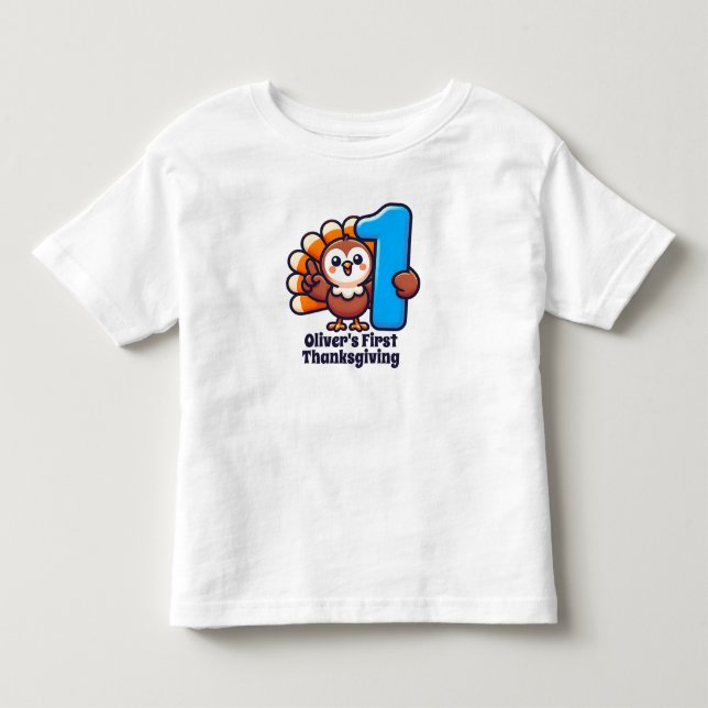 Erster Erntedank Maßgeschneiderte Niedliche Türkei Kleinkind T-shirt (Vorderseite)