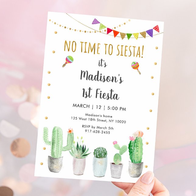Erster Fiesta Cactus Birthday Einladung (Von Creator hochgeladen)