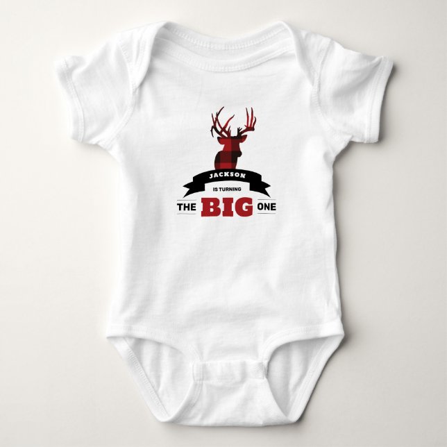Erster Geburtstag Baby Bodysuit Jagdthema Baby Strampler (Vorderseite)