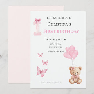 Erster Geburtstag Baby Mädchen Einladung