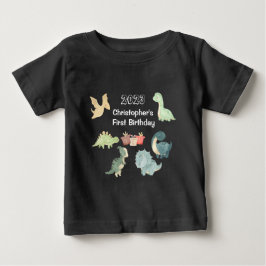 Erster Geburtstag Baby Watercolor Niedlich Dinosau T-shirt