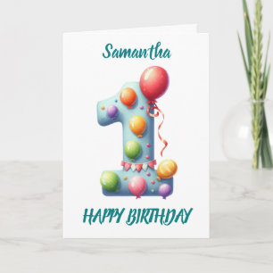 ERSTER GEBURTSTAG BALLOONS GLÜCKLICH GEBURTSTAG KARTE