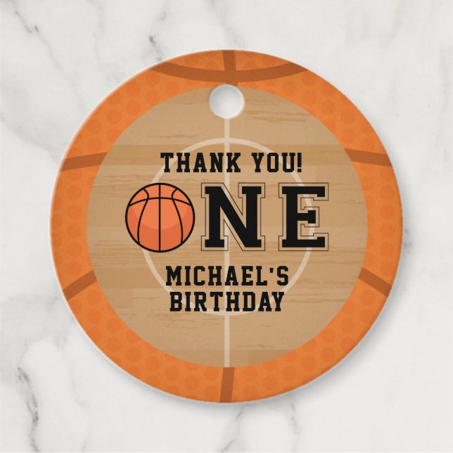 Erster Geburtstag, Basketball Geschenkanhänger (Vorderseite)