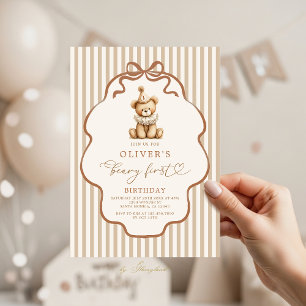 Erster Geburtstag Beary Einladung