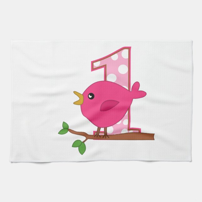 Erster Geburtstag Birdie Handtuch (Horizontal)