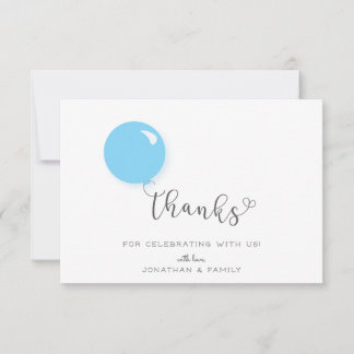 Erster Geburtstag Blue Balloon Danke Karte