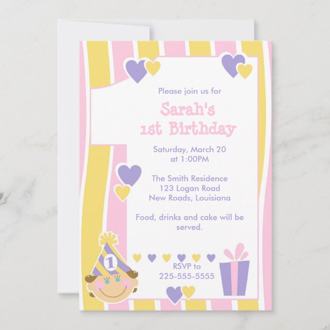 Erster Geburtstag Einladung (Vorderseite)