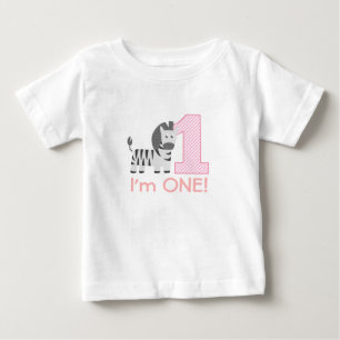 Erster Geburtstag, ich bin Eins, süße Zebra Baby T-shirt