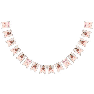 Erster Geburtstag mit rosa Schleife! Wimpelkette