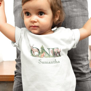 Erster Geburtstag Name der Waldtiere Baby T-shirt
