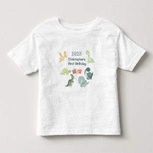 Erster Geburtstag Niedlich Dinosaurier Wasserfarbe Kleinkind T-shirt