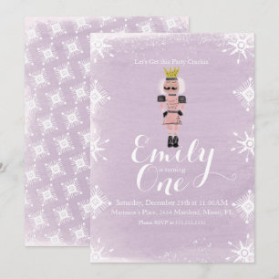 Erster Geburtstag Nutcracker Snowflakes Wasserfarb Einladung