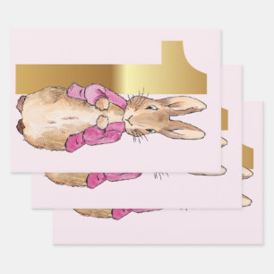 Erster Geburtstag Peter der Rabbit Pink Jacket Geschenkpapier Set