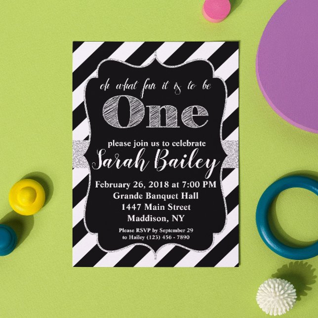 Erster Geburtstag Silver Glitzer Geburtstag Einlad Einladung (Von Creator hochgeladen)