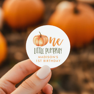 Erster Geburtstag von One Little Pumpkin Baby Runder Aufkleber