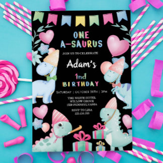 Erster Geburtstag Wasserfarbe Dinosaurier Party Sc Einladung