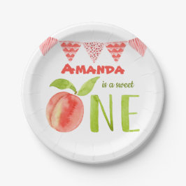Erster Geburtstag Wasserfarbenpfirsich  Pappteller