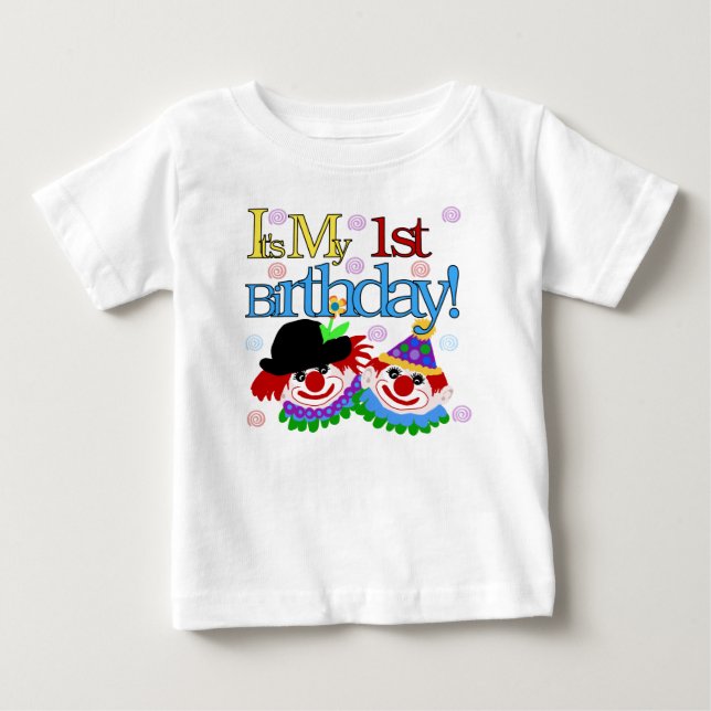 Erster Geburtstags-Clown Baby T-shirt (Vorderseite)