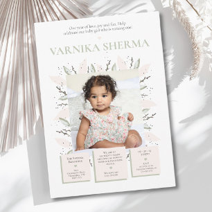 Erster Geburtstagsaufruf blühend Einladung