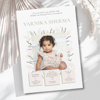 Erster Geburtstagsaufruf blühend Einladung