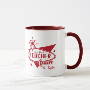 Erster Grad-Lehrer - Retro rote Sechzigerjahre Tasse