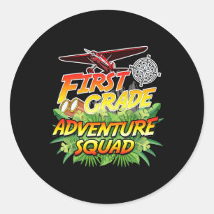 Erster Grade Adventure Squad - Safari Theme Teache Runder Aufkleber