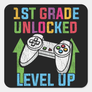 Erster Grade Lehrer Kids Crew Gamer Quadratischer Aufkleber