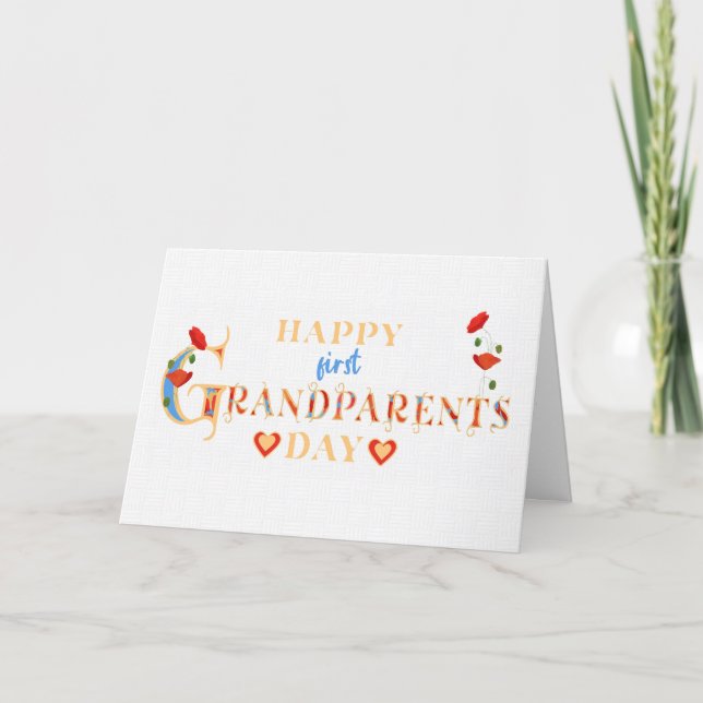 Erster Großelterntag mit Roten Poppies Karte (Vorderseite)