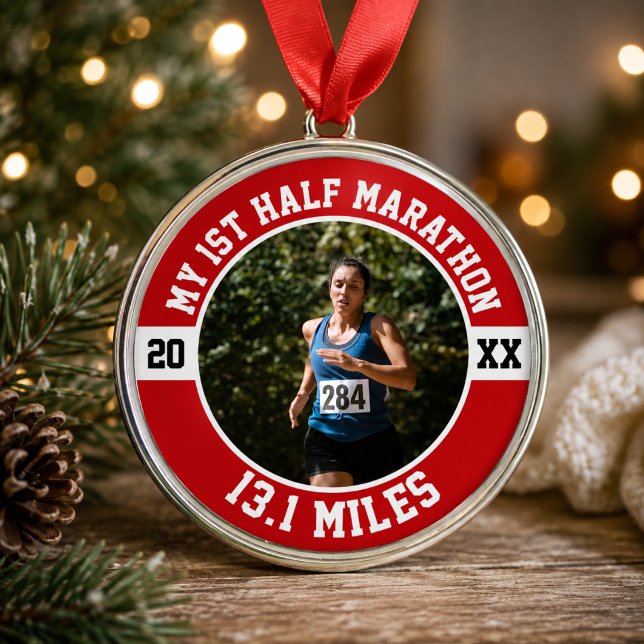 Erster Halbmarathon Ornament Aus Metall (Von Creator hochgeladen)
