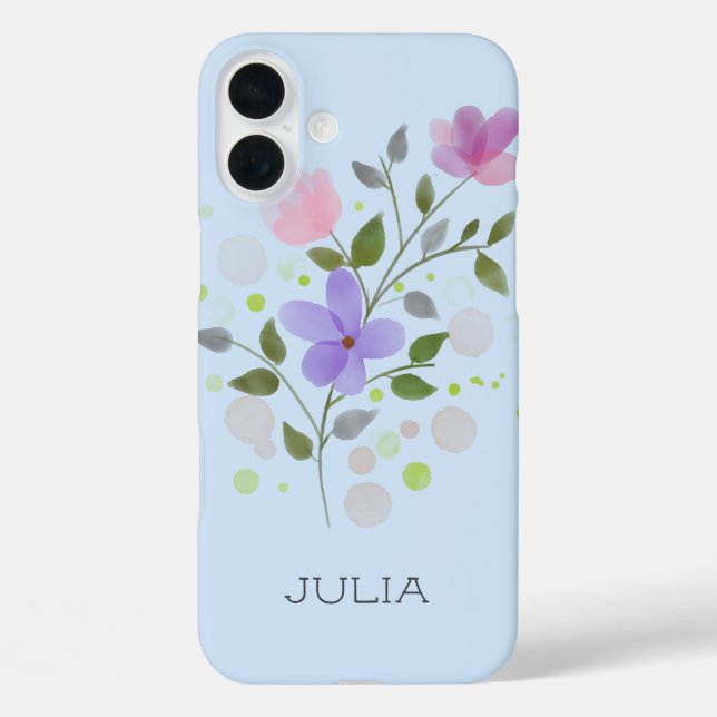 Erster Initial Plus Name Julia mit Blume iPhone 16 Plus Hülle (Rückseite)