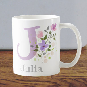 Erster Initial Plus Name Julia mit Blume Kaffeetasse