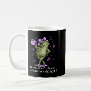Erster Jesus hält ein Vergnügen Lustiger Frosch Ka Kaffeetasse