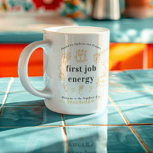Erster Job Energie Doodles Monogramm Kaffeetasse