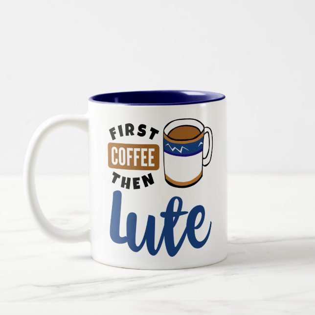 Erster Kaffee verschmieren dann Musikfreund Zweifarbige Tasse (Links)