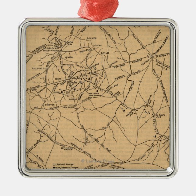 Erster Kampf von Stier-Lauf - ziviler Krieg Silbernes Ornament (Vorne)