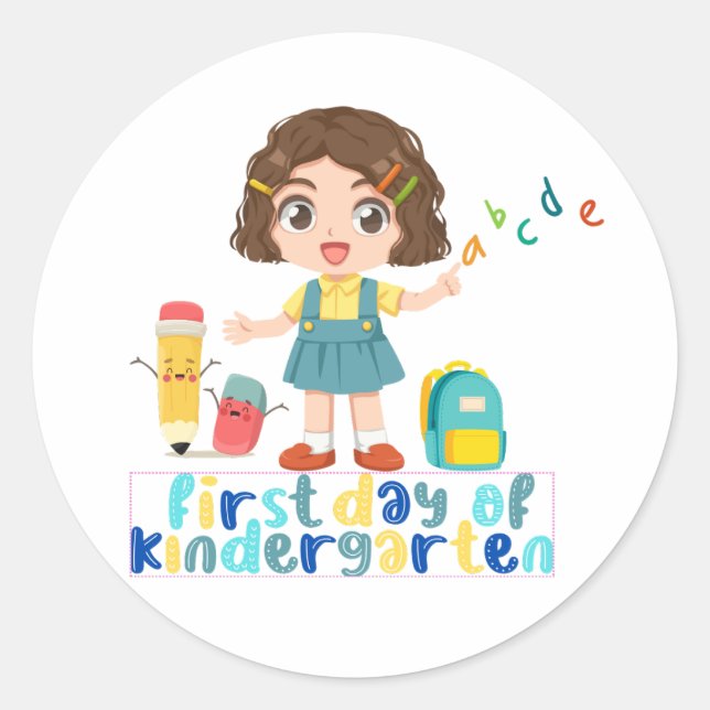 Erster Kindergarten Runder Aufkleber (Vorderseite)