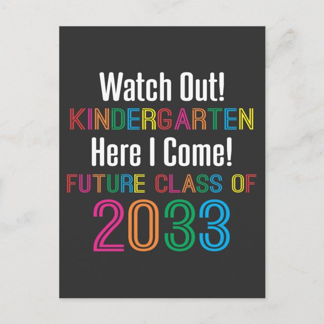 Erster Kindergarten Zukunft Klasse 2033 Kinder Postkarte (Vorderseite)