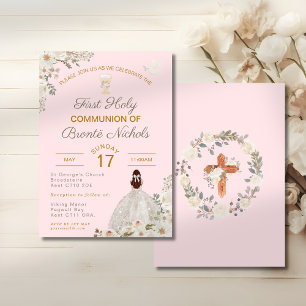 Erster Kommunion Girl Blush Pink Chalice Einladung