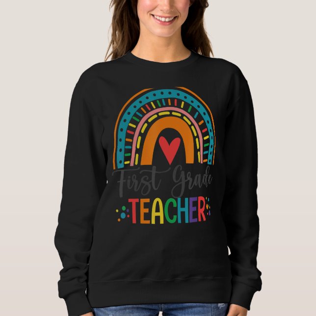 Erster Lehrer - farbenfroher Regenbogen zurück zum Sweatshirt (Vorderseite)