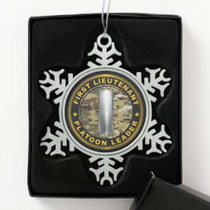 Erster Leutnant 1LT Zugführer Schneeflocken Zinn-Ornament