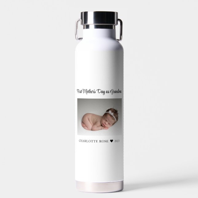 Erster Muttertag als Oma New Baby Foto Trinkflasche (Vorne)