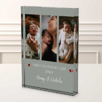 Erster Muttertag drei Mal Collage Szene Grün