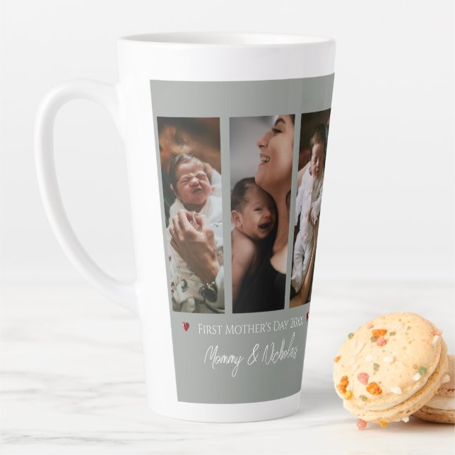 Erster Muttertag drei Mal Collage Szene Grün Milchtasse (Beispiel)