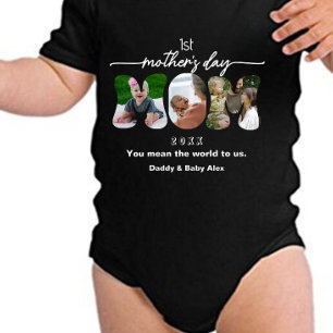 Erster Muttertag  Mom Ausschnitt 3 Fotos Collage   Baby Strampler